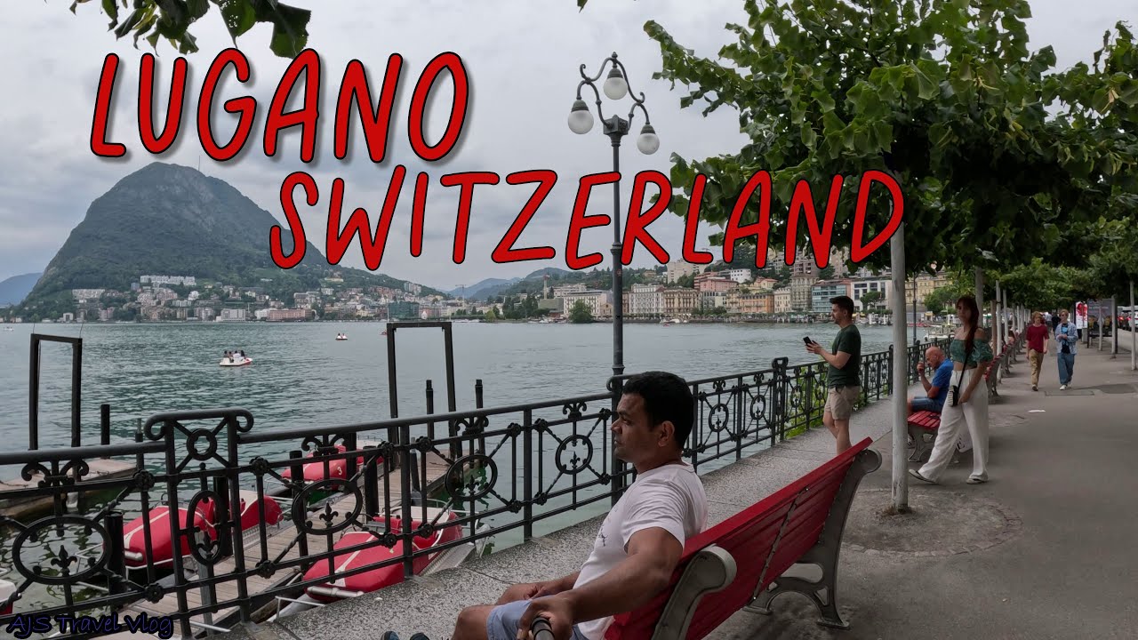 [4K] Lugano Walking Tour 4K Lake Lugano, Parco Ciani, Piazza Cioccaro, Piazza Riforma, Casino Lugano