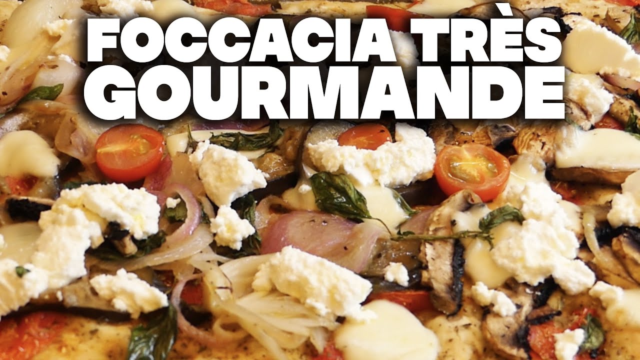 Une FOCCACIA XXL très gourmande avec les restes de ma soirée PIZZA ! ( Recette anti gaspi )