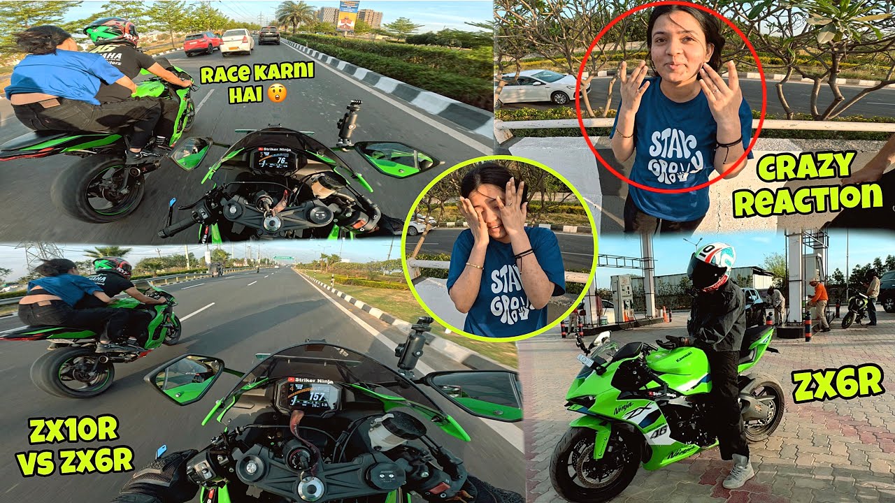 Zx10r Girl Want Race 😲Kawasaki Zx10r Vs New Zx6r 😳