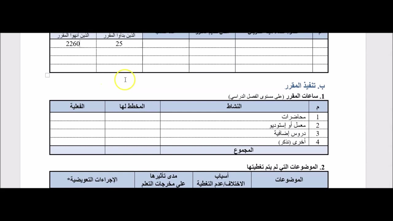 كيف تملئ تقرير المقرر الجديد 2020