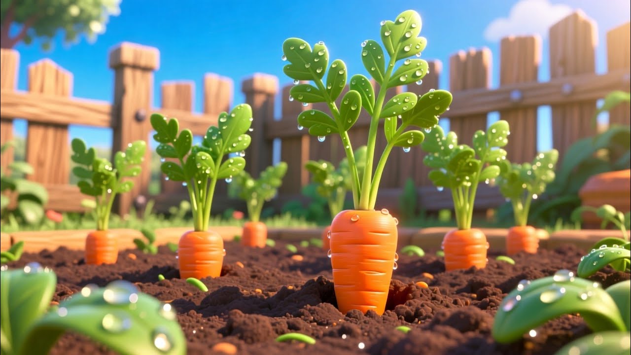 Песенка про сбор урожая моркови для детей 🥕 | Как морковь растет под землей | Обучающая песня о с...