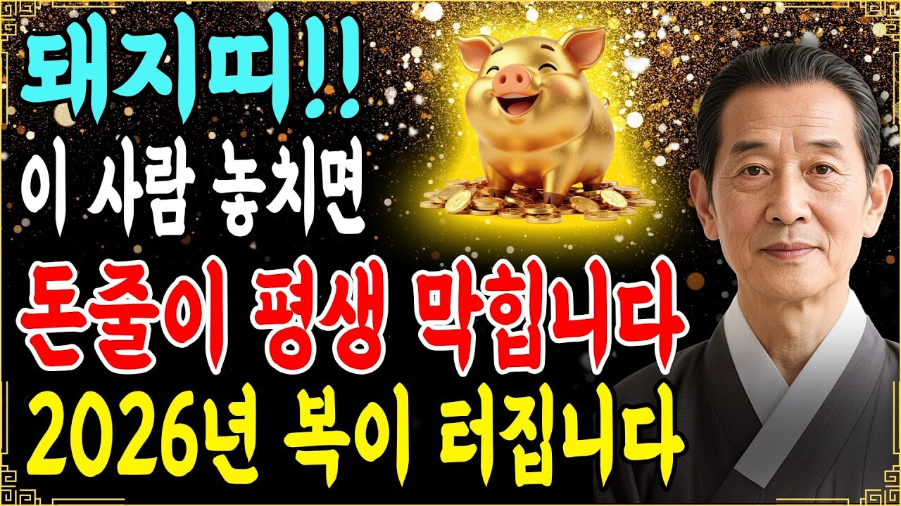 [2026년 돼지띠] 부자가 되고 싶다면 이 띠의 ‘운명 귀인’을 찾아라!그리고 행운을 막는 4대 상극 띠는 반드시 피하십시오!