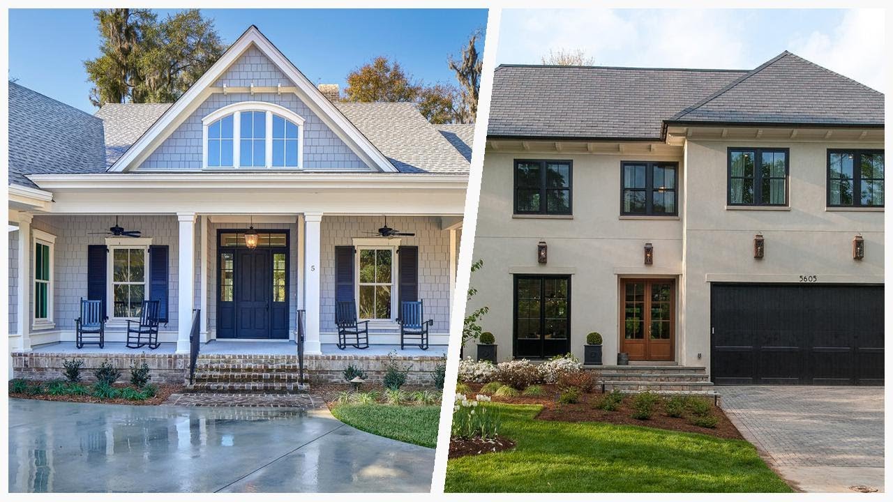 75 Transitional Exterior Home With A Hip Roof Design Ideas You'll Love ⭐️