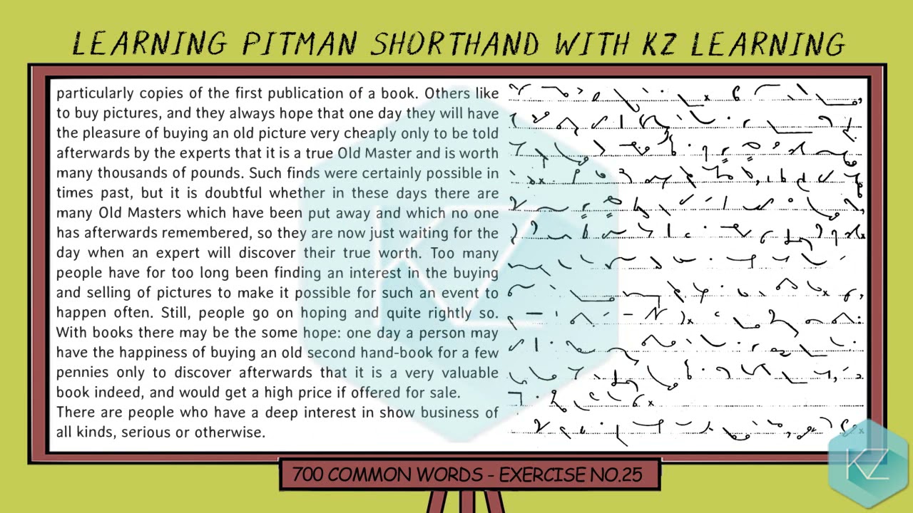 Exercise No.25 @ 100 WPM | 700 Common Words | Pitman Shorthand Dictation |  KZ Learning