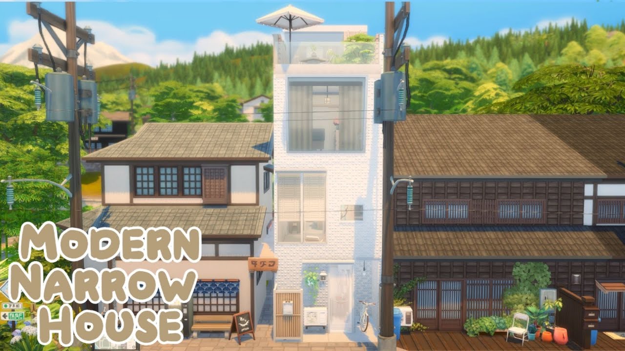 Modern Rooftop Garden Narrow House 🏡🌳| The Sims 4 | No CC | Stop Motion Build