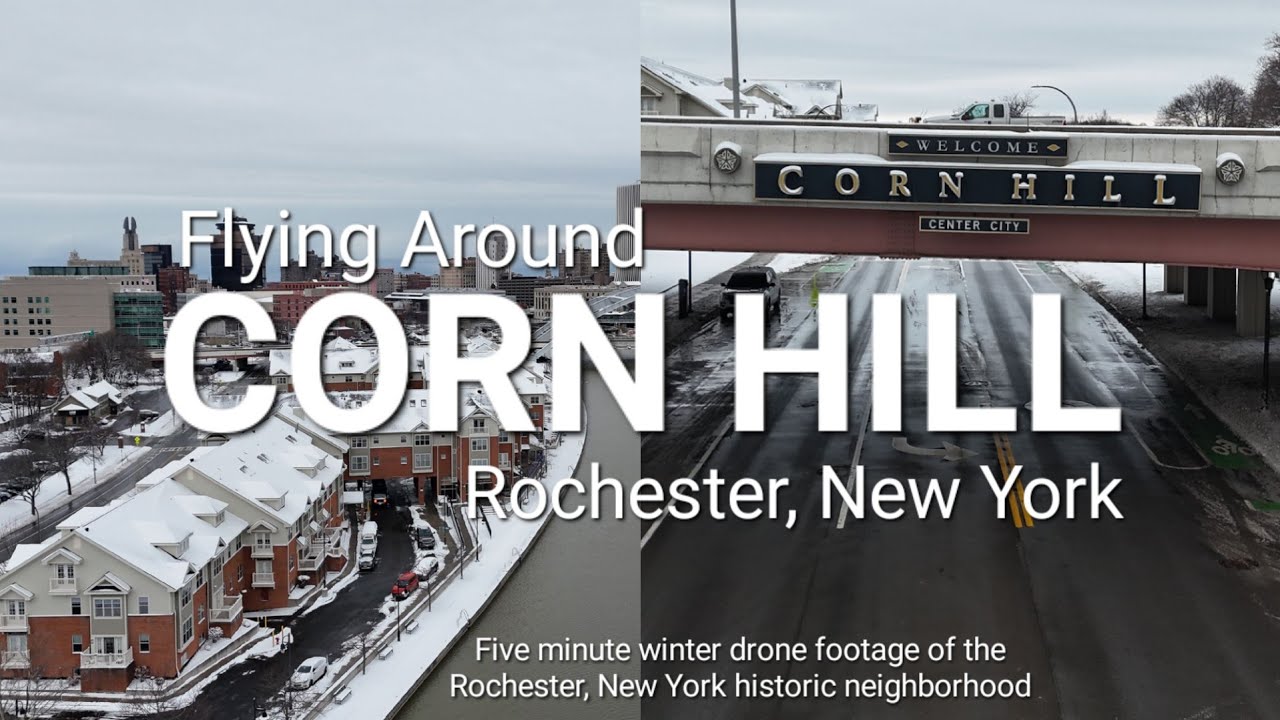 Flying Around CORN HILL (Rochester, New York) Winter Drone Footage