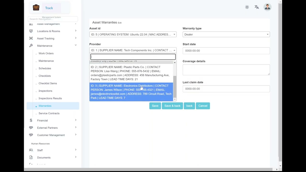 Asset Warranties Module | Asset Management System SAAS | www.ownitweb.com