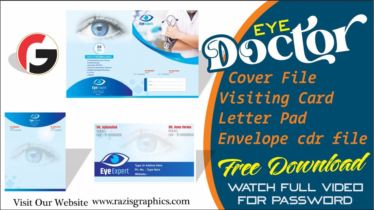 आँख के डॉक्टर की सीडीआर फाइल  | Eye Doctor CDR FIle Free download | Razi&rsquo;S Graphics