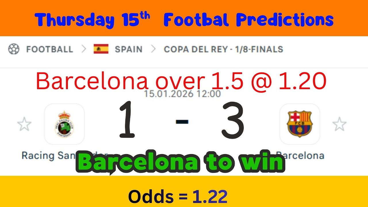 Top Football Predictions Today 15th January 2026/ Best Tips and Correct scores