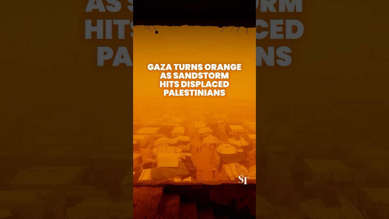 Gaza turns orange as sandstorm hits displaced Palestinians