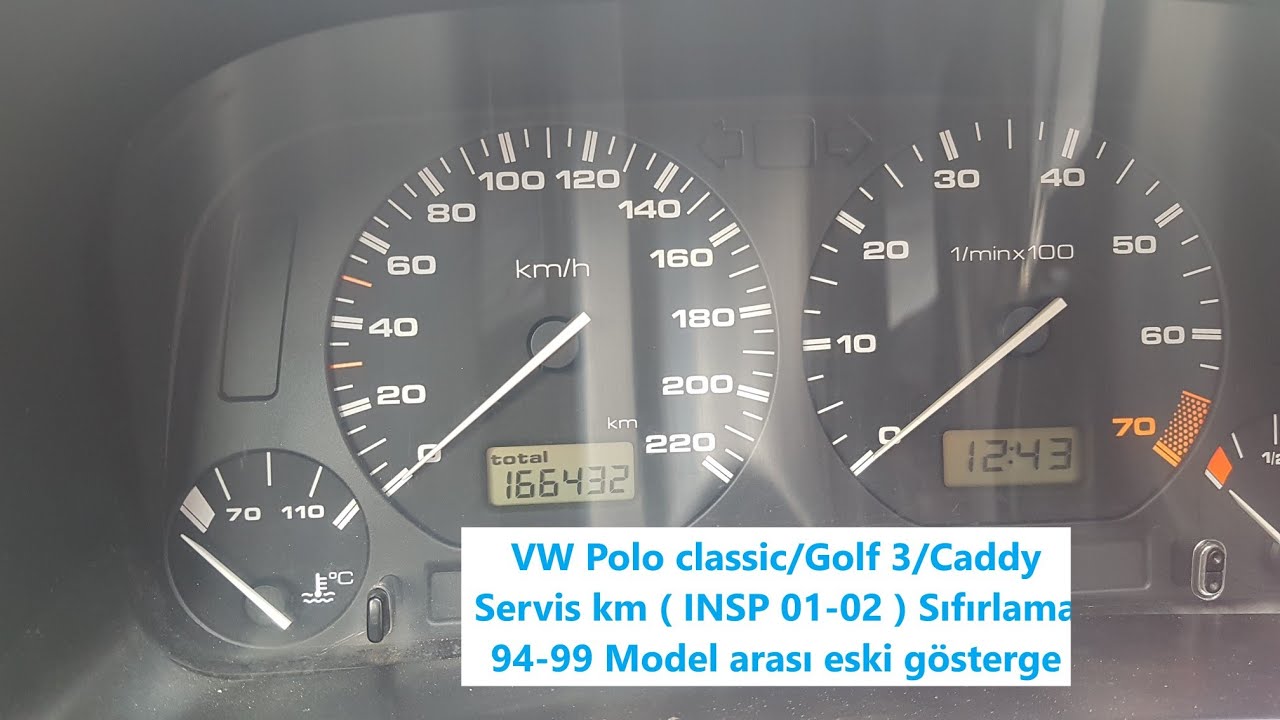 VW Polo Classic/Golf 3/Caddy Servis Km sayacı INSP Sıfırlama- 94-99 model arası eski gösterge