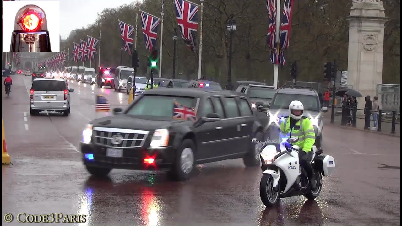 Secret Service in Action w/ Special Escort Group: President Obama Motorcade in London