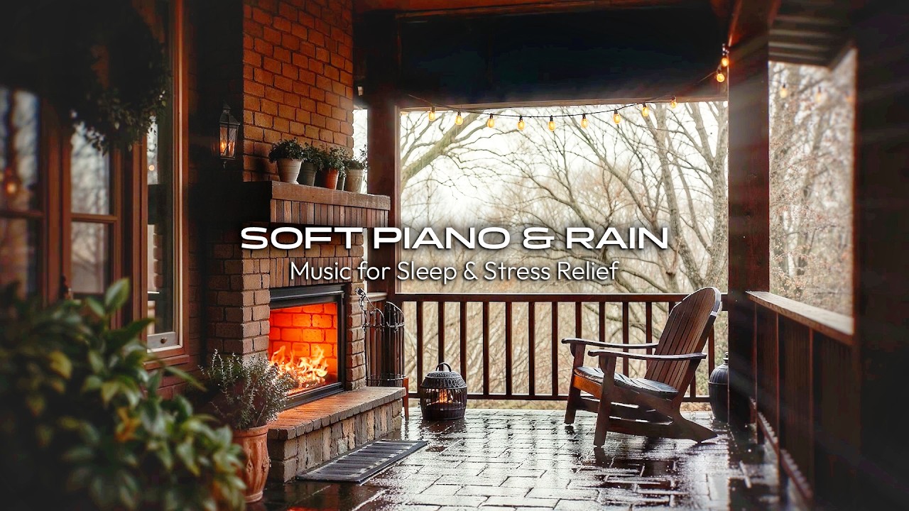 Deep Calm Sleep Music | Gentle Ambient Sounds with Rain & Fire