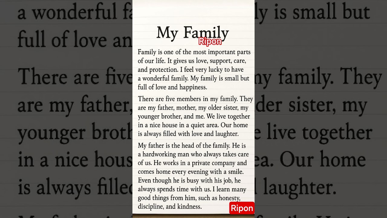 my family essay #paragraph #composition