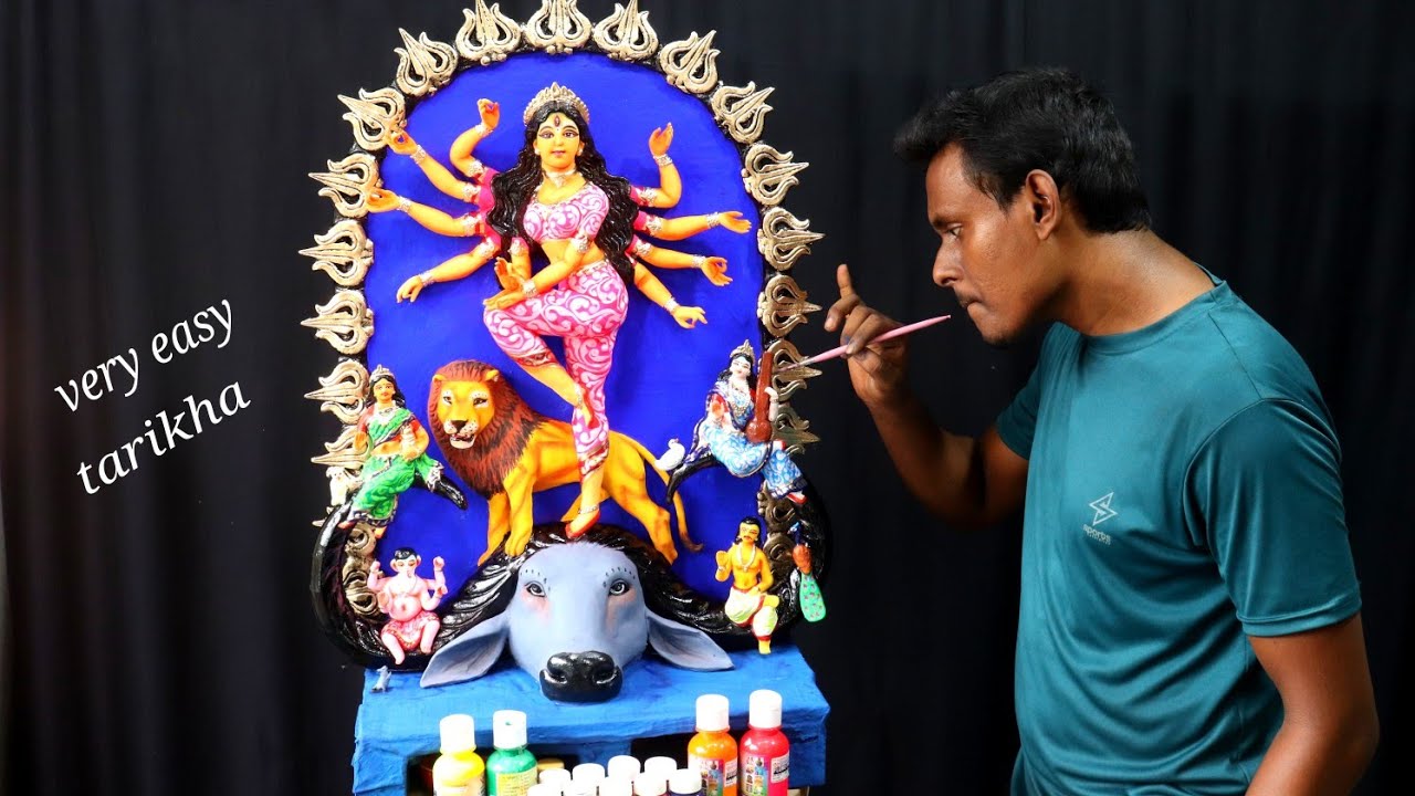 Mitti ki Durga murti making and coloring | Part 3 | clay art