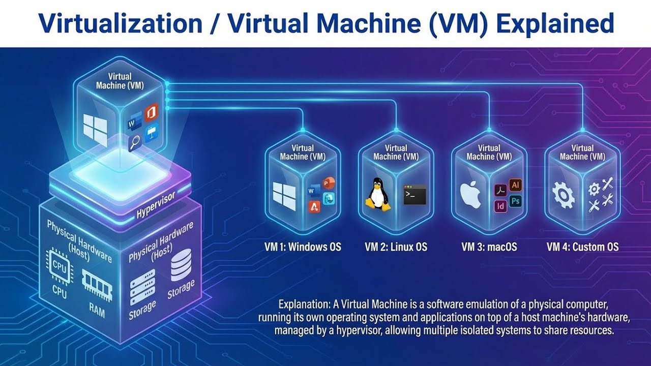 شرح Virtualization/Virtual Machine (VM) | الالة الافتراضية