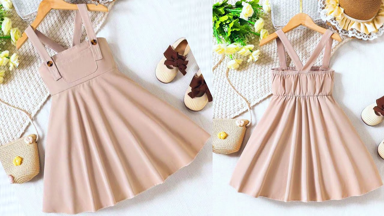 Umbrella Cut Overall Baby Dress Cutting and Stitching | Very Easy and Beautiful Baby Pinafore Dress