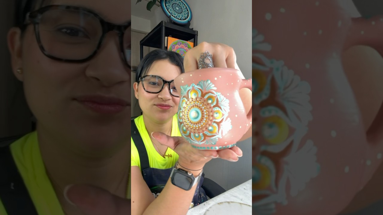 Creaciones únicas con las tazas artesanales🥰 #puntillismo #art #diy #artesanal #pintadoamano #art