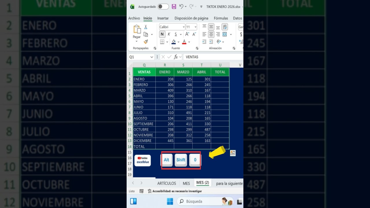 Mira la manera más rápida de sumar en Filas y Columnas en Excel #excel #excelblue