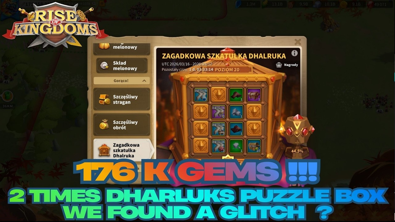 176k Gems !!! 2 Times Dharluks Puzzle Box We Found a Glitch ? Rise of Kingdoms Optimusprimal Gaming