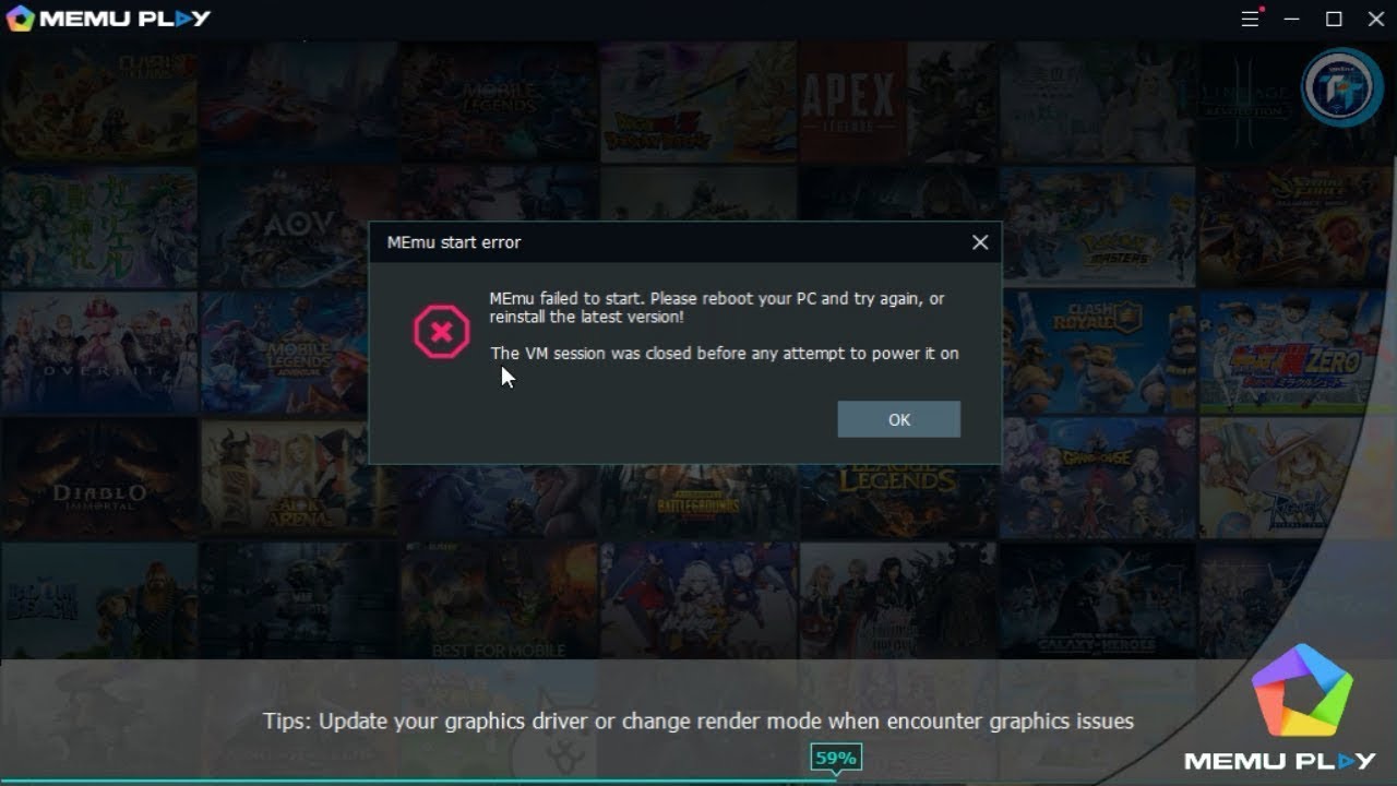 Memu Emulator Failed To Start The Engine Issue  59% Stuck Problem Fix.