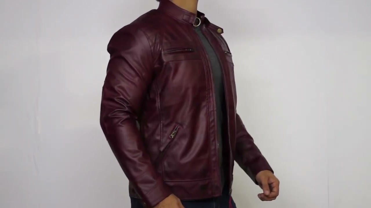 Maroon Leather Jacket | Mens Leather Jacket | Fjackets