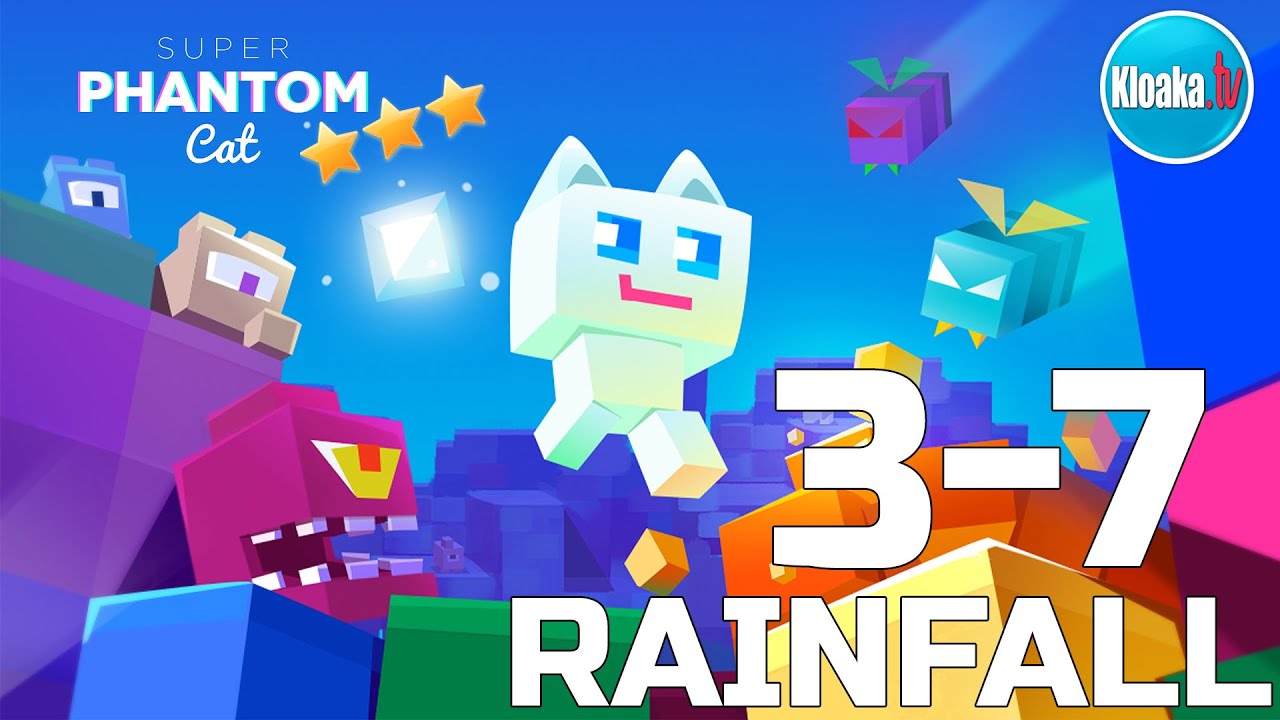 Super Phantom Cat - Level 3-7 RAINFALL Walkthrough (3 Stars)