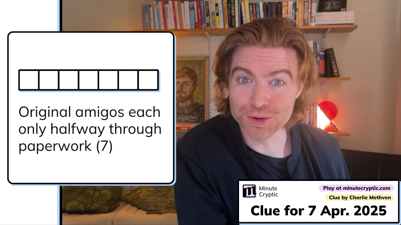 Minute Cryptic Clue 286: Original amigos each only halfway through paperwork (7)