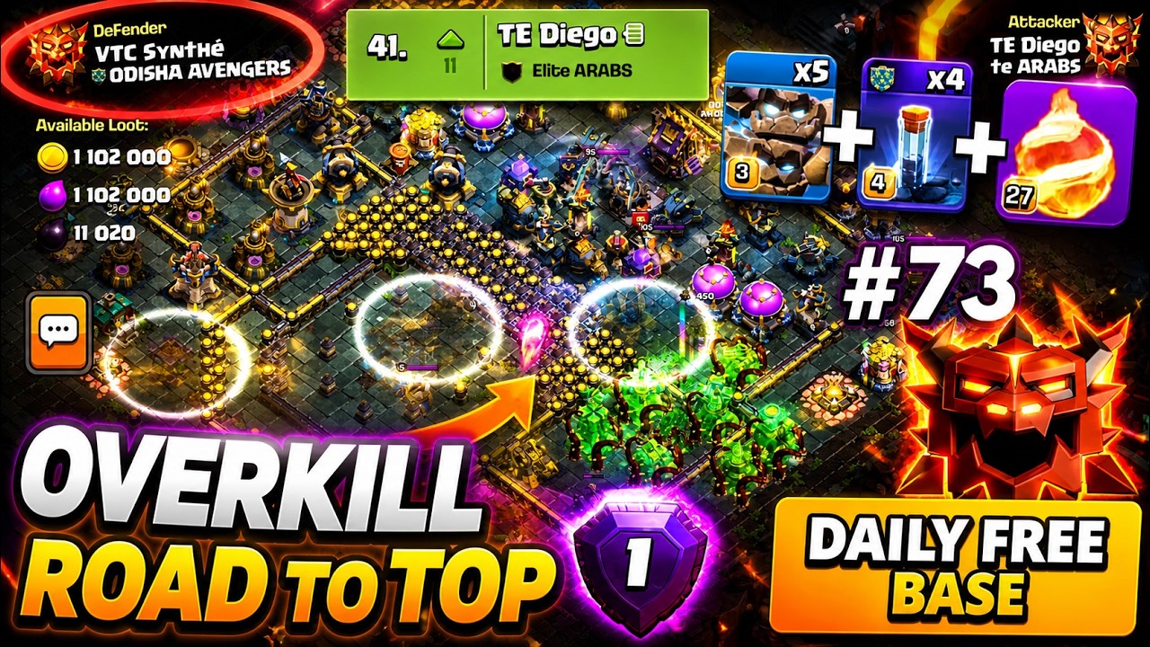 SUPER FIREBALL That DESTROYS META Bases in RANKED | FREE TH18 BASE LINK | Daily Ranked Attacks #73