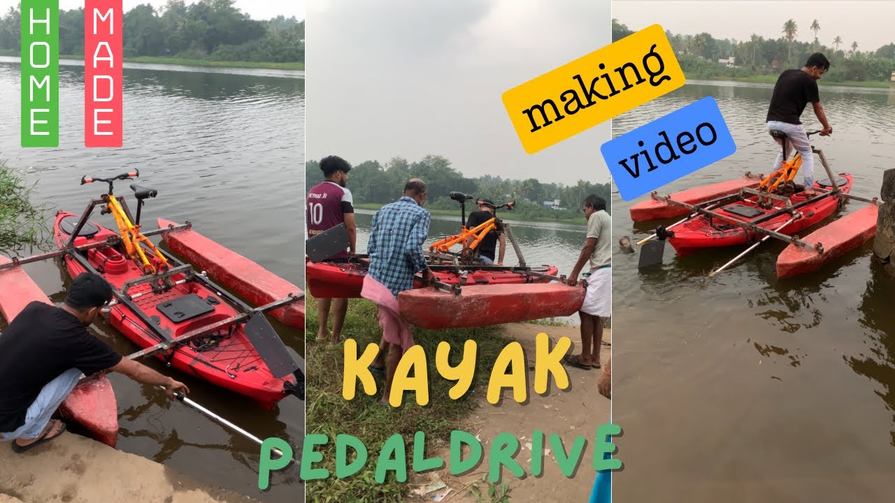 #007 - DIY Catamaran-Kayak | Kayak pedal drive with shaft and gear | making video