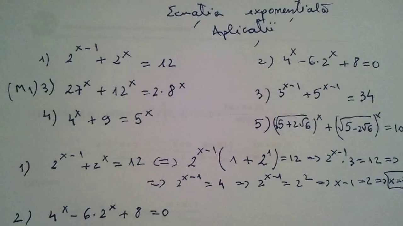 Ecuatia exponentiala. Aplicatii