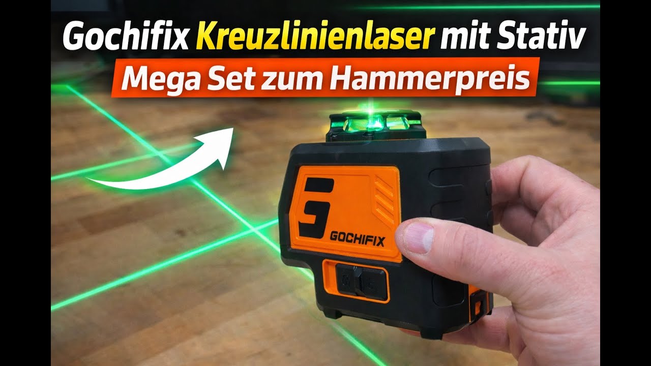 GOCHIFIX 5 Linien Laser Wasserwaage mit Stativ 2 Lotpunkten LG0105-PRO