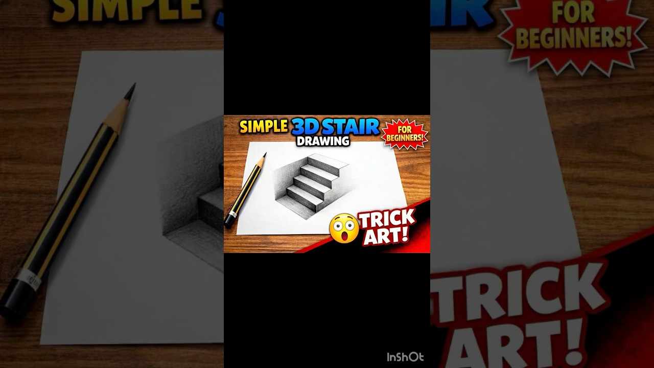 3D Stairs That Pop Out of the Paper! 😲 Easy Trick Art Drawing#viral