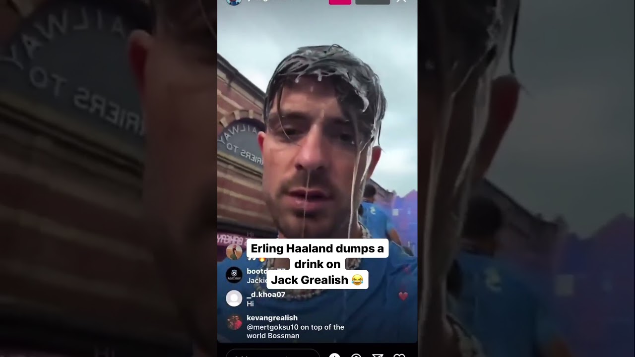 Erling Haaland dumped a drink on Jack Grealish! 🤣