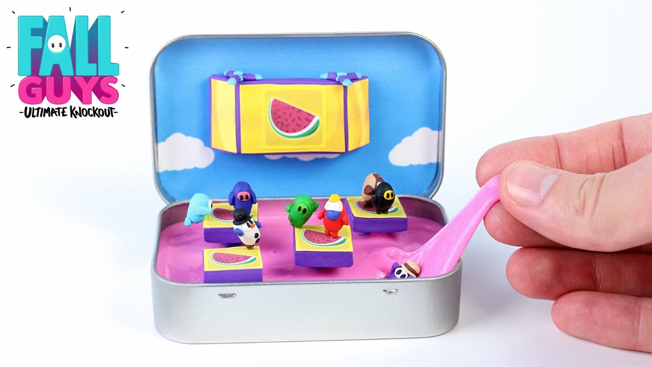 Making Perfect Match From Fall Guys (Inside Of A Mint Tin) - Using Polymer Clay And Slime