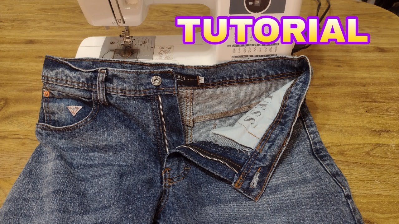 CAMBIO DE CIERRE A PANTALÓN DE MEZCLILLA EN MÁQUINA DE COSER DIY TUTORIAL