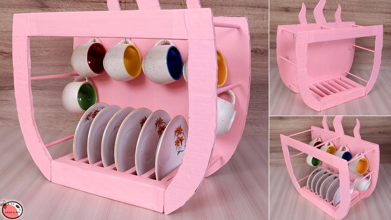Cup Stand Making At Home !! DIY Kitchen Organization Ideas - DIY Ideas to Organize Cups and Saucer