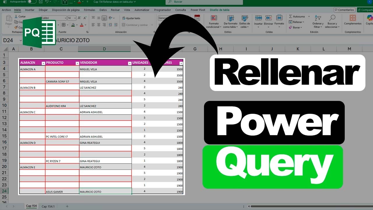Relleno de Datos en Power Query: Relleno Abajo, Relleno Arriba