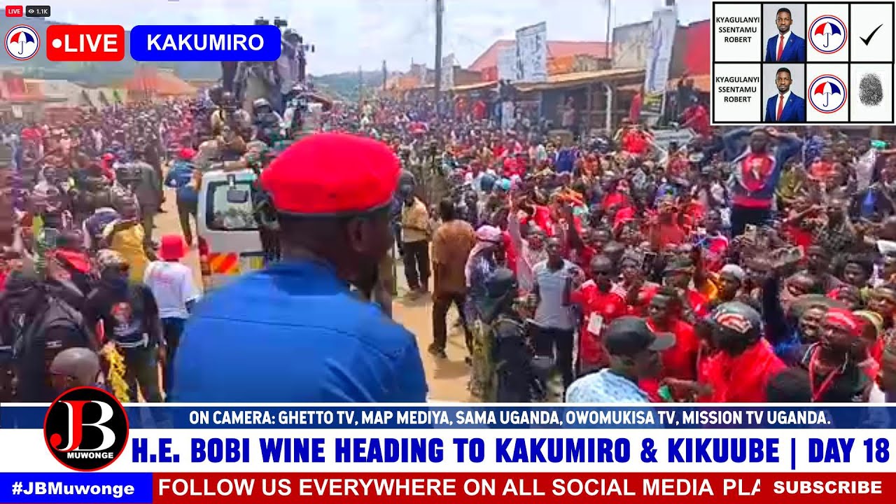 Nabanja in Shock, Massive crowds Block Roads, Force Bobi Wine to Stop and Speak Before Kakumiro