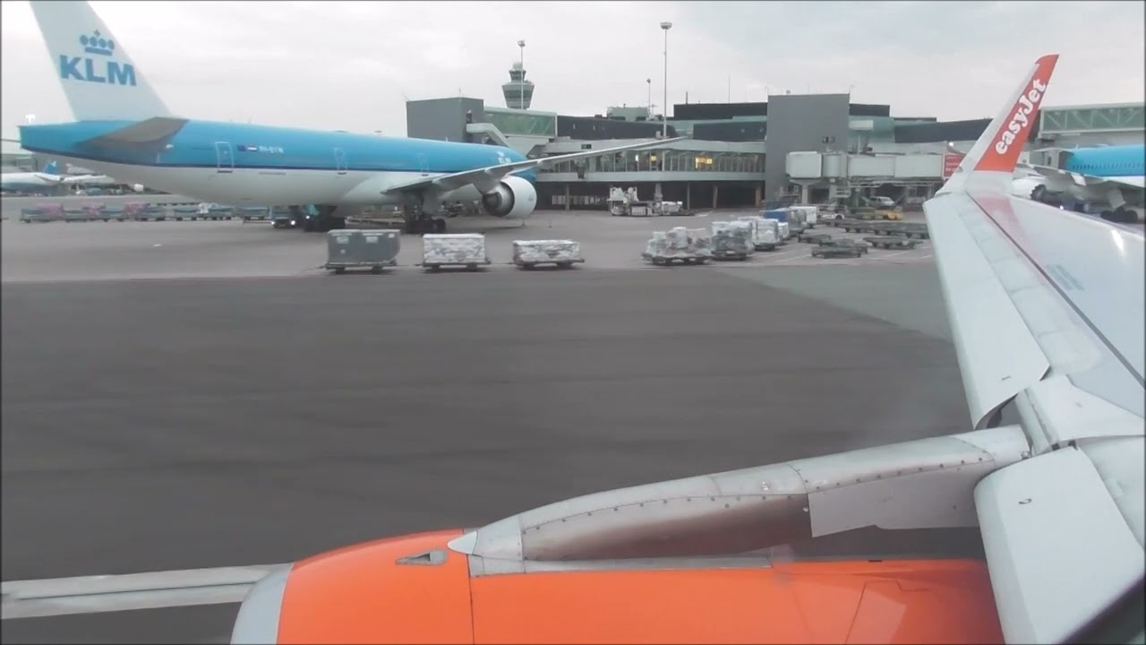 EasyJet Airbus A320-214 Amsterdam to Bristol (Full Flight (Crosswind approach)