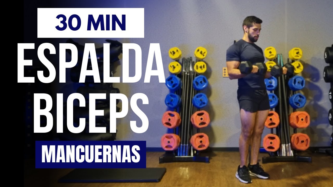 rutina espalda y biceps con mancuernas en casa 💪 rutina PULL 30 minutos