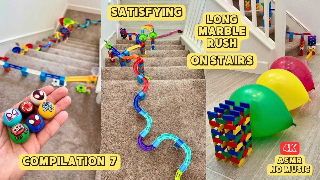 LONGEST MARBLE RUSH ON STAIRS COMPILATION 7 ASMR #marblerun #marblerush @timothyspreciousmoments