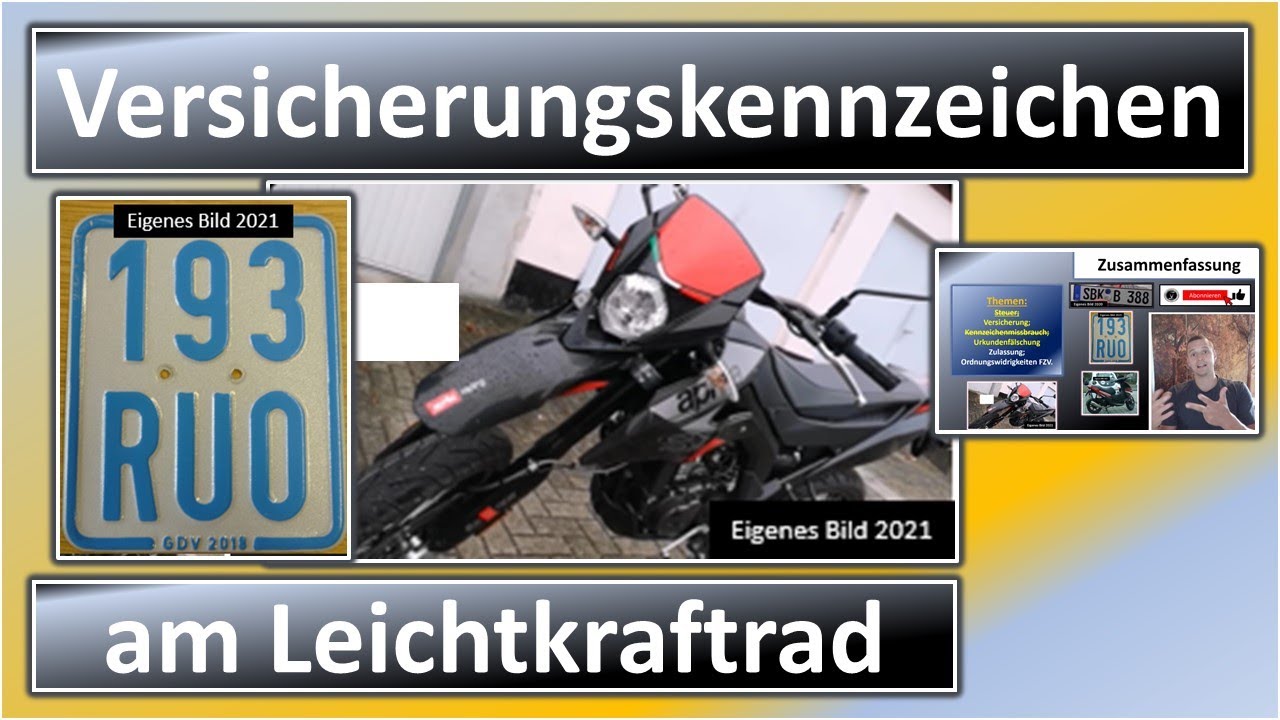 Mit Versicherungskennzeichen am Leichtkraftrad im ÖVR. Welche Verstöße sind erfüllt?