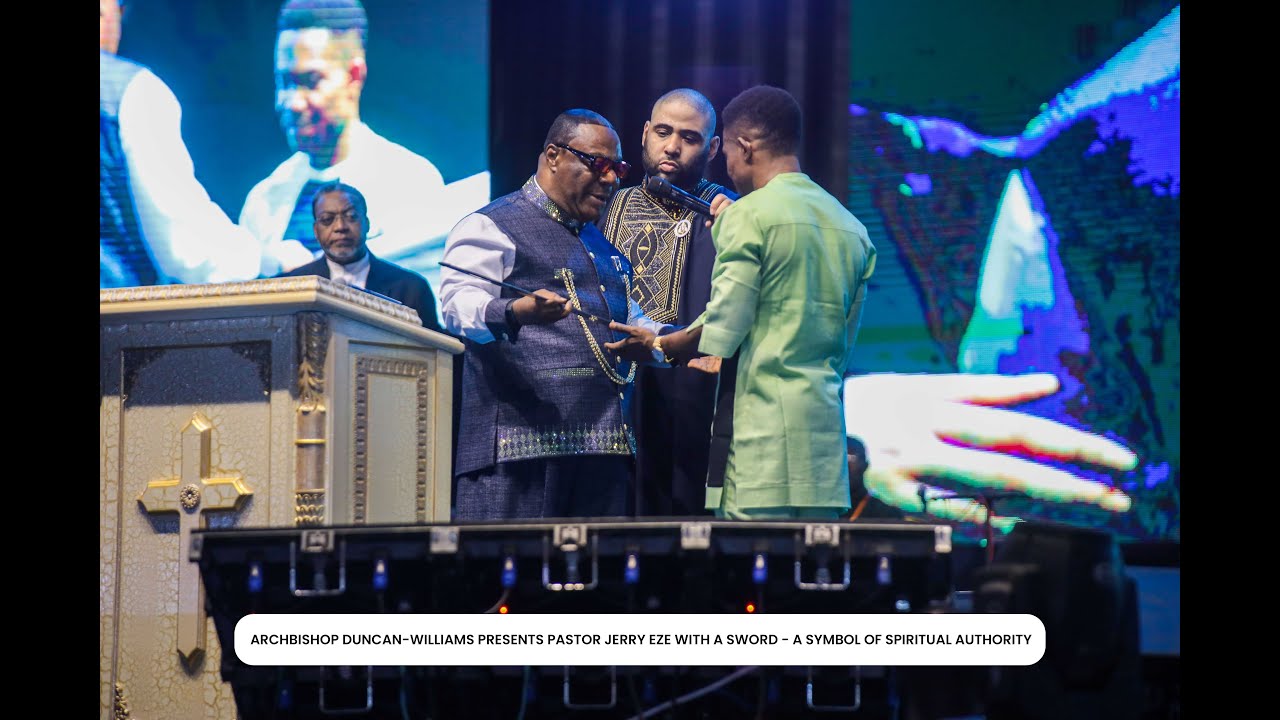 Archbishop Duncan-Williams Presents Pastor Jerry Eze With A Sword - A Symbol Of Spiritual Authority