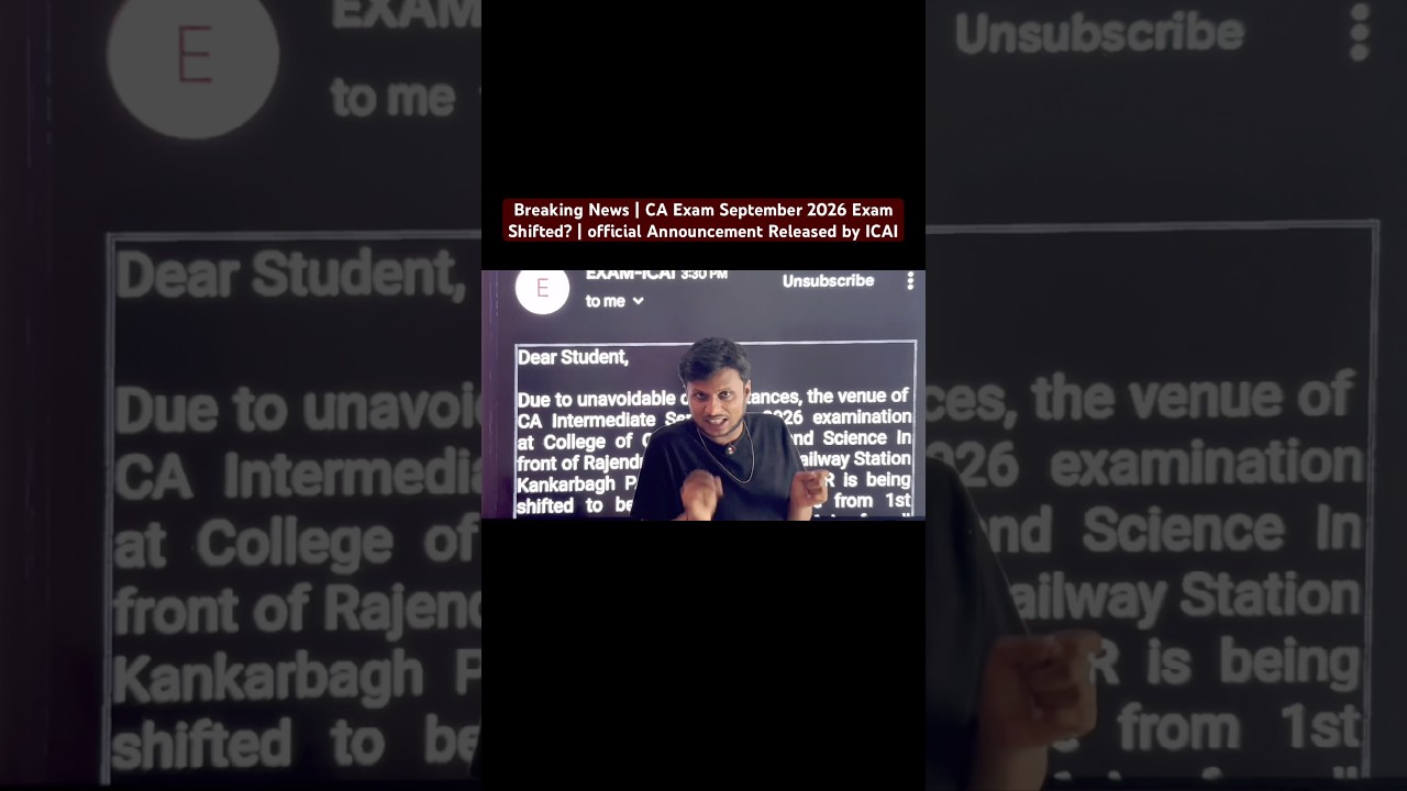 Breaking News | CA Exam September 2026 Shifted? | Official Announcement Released by ICAI