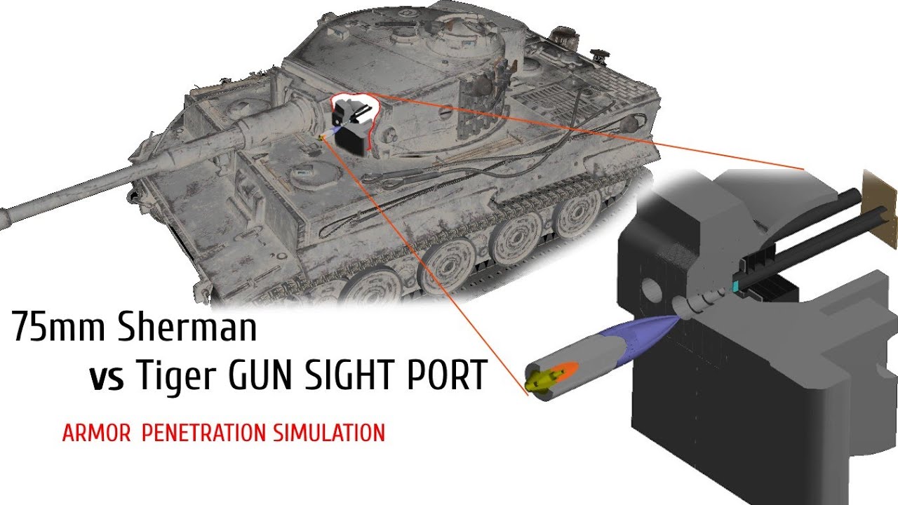 M4 Sherman vs Tiger I Sight Port | 75mm M61 shell | Armor Penetration Simulation