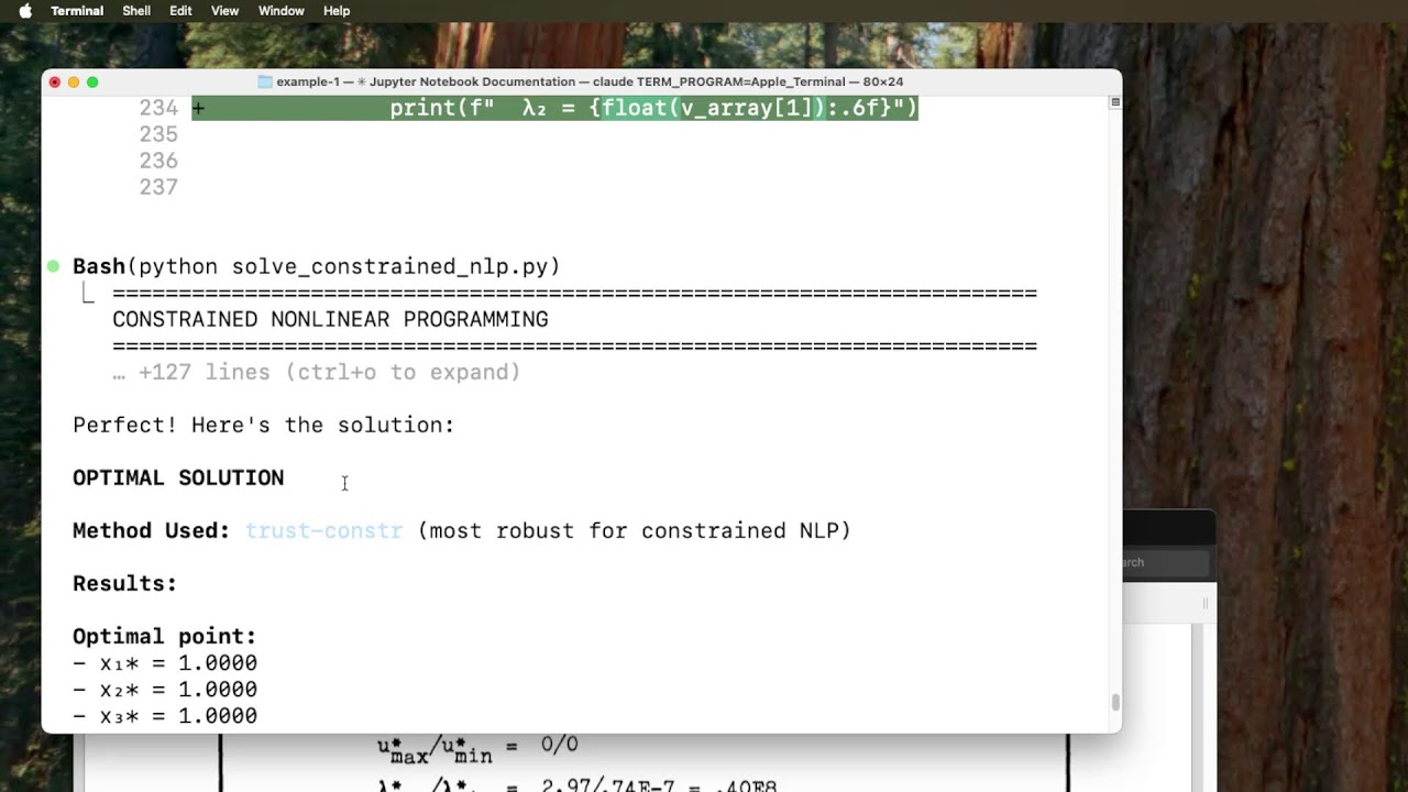 Solving a constrained NLP optimization with Claude Code