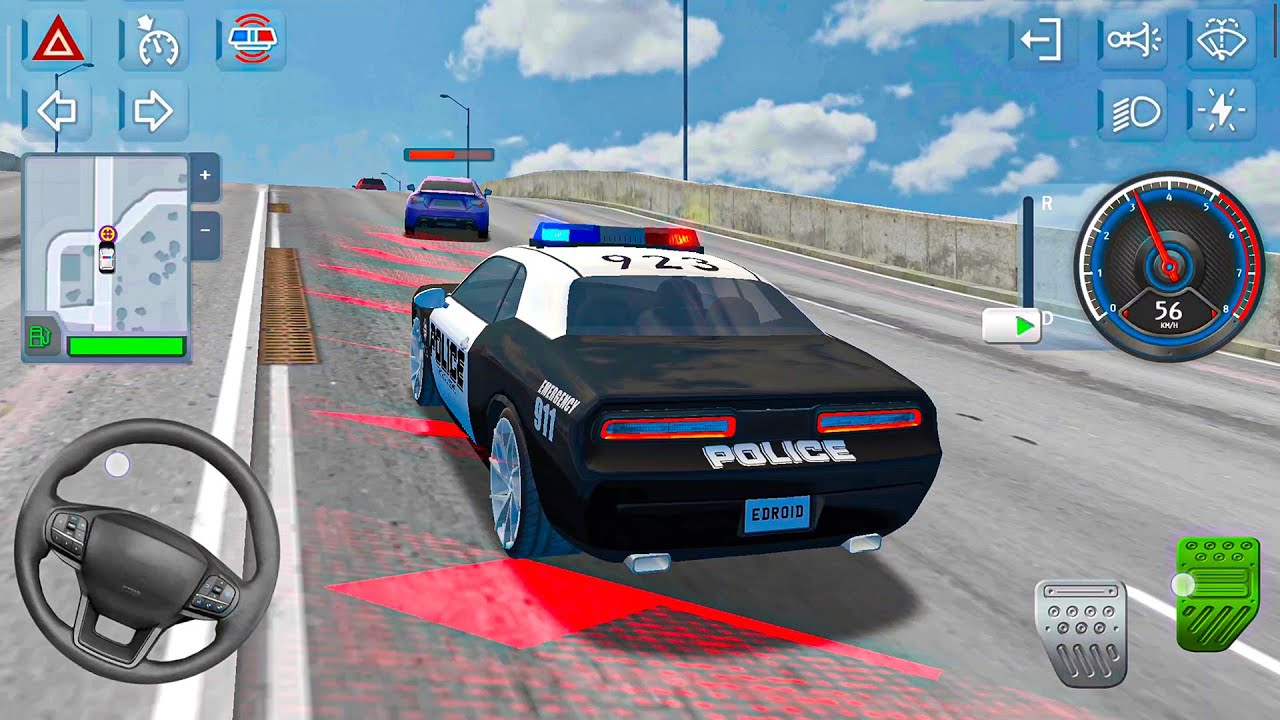 Police car chase simulator 3D 2026: Doge Challenger car driving city officer game - android gameplay