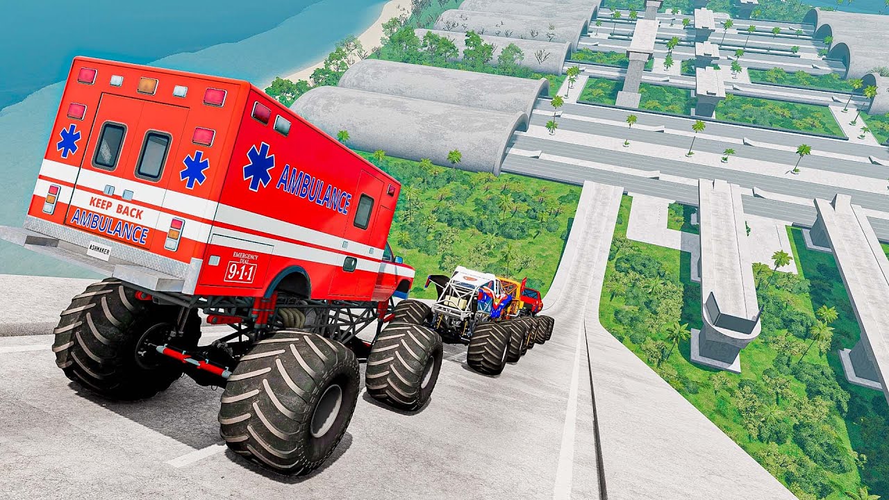 Epic High Speed Monster Jumps #93 | Monster Trucks & Cars - Beamng Drive