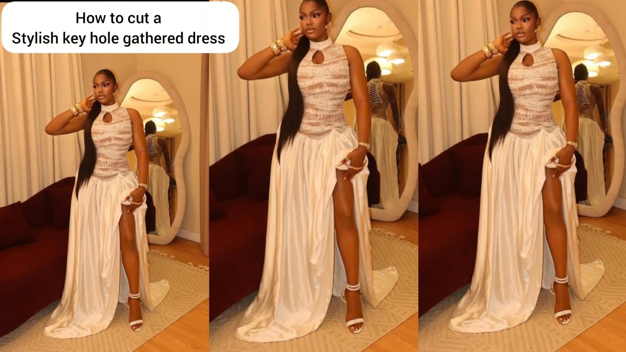 Stylish gown with gathered shirt #howtocutandsew 